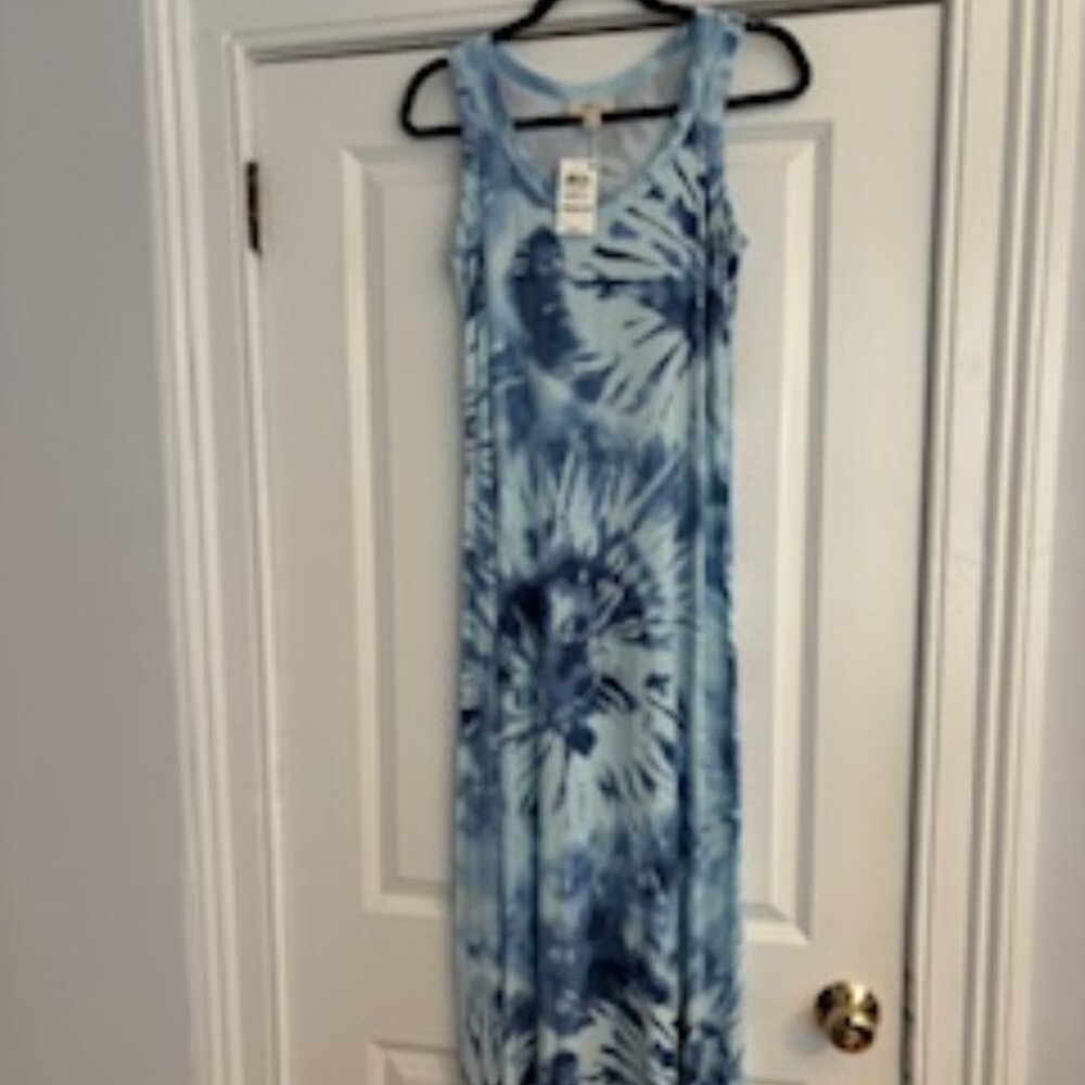 Style & Co Midi Maxi Casual Dress-Blue Tie Dye-New with Tag-Size S